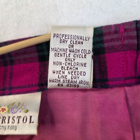 Susan Bristol Size 6 Tartan Plaid Kilt Skirt Pink Green 1980s Vintage Deadstock - Picture 7 of 10
